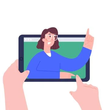 Using digital tablet pc for distance lessons, video course, web seminar Stock Illustration