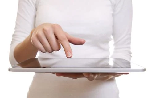 Using a digital tablet Stock-Fotos