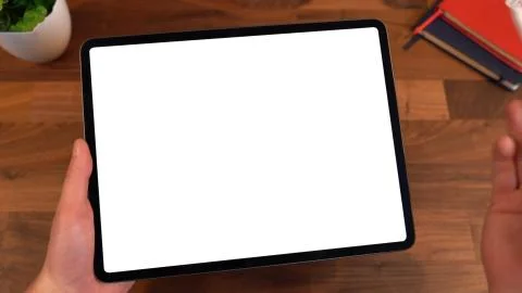 Using digital touchscreen tablet with stylus pen and smart keyboard Stock Photos