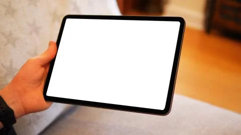 Using digital touchscreen tablet with stylus pen and smart keyboard Stock Photos