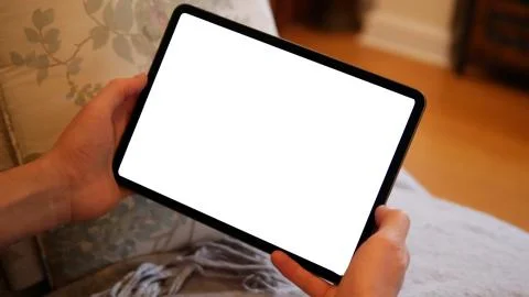 Using digital touchscreen tablet with stylus pen and smart keyboard Stock Photos