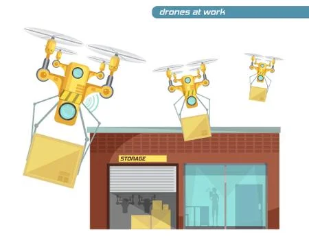 Using Drone Flat Illustration Stock Illustration