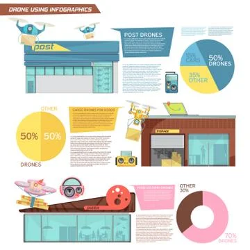 Using Drone Infographics 스톡 일러스트