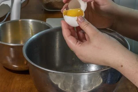 Using an egg shell to separate Stock Photos