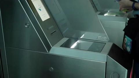 Using electronic tickets at the airport Video stock 186979432