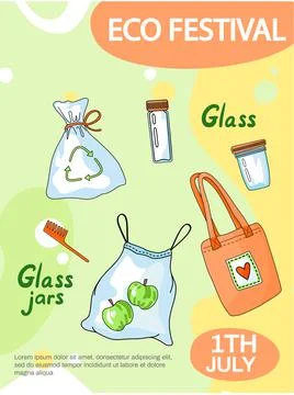 Using environmentally friendly recycling bags, zero waste. Eco festival elements 스톡 일러스트
