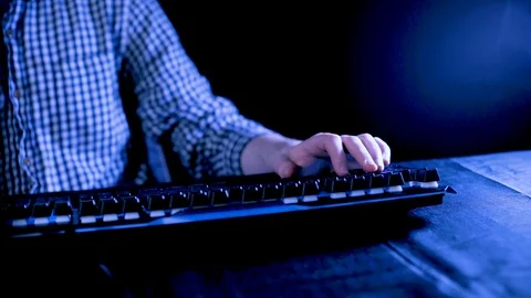 Using eSports Keyboard - Front Stock Footage 87134612