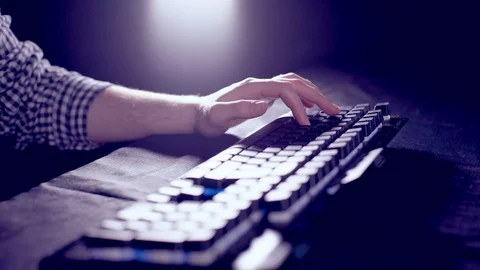Using eSports Keyboard - Side Stock Footage 87133467