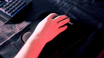 Using eSports Mouse - High Angle Stock Footage 85840215