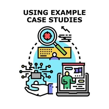 Using example case studies for business analysis and solutions Stock Illustration