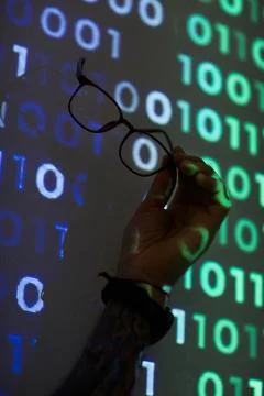 Using eyeglasses during work on computer Stock Photos