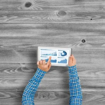 Using financial application Stock Photos