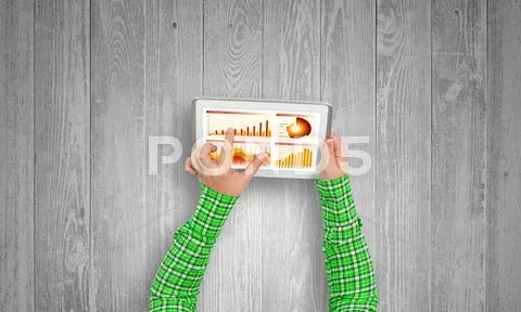 Using financial application Stock Photos