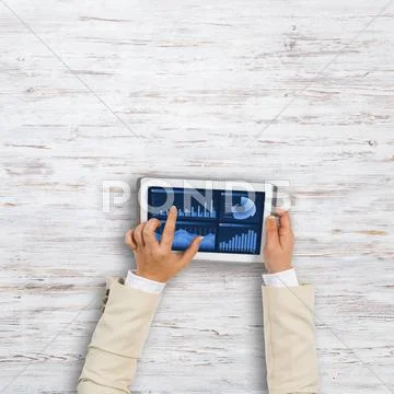 Using financial application Stock Photos