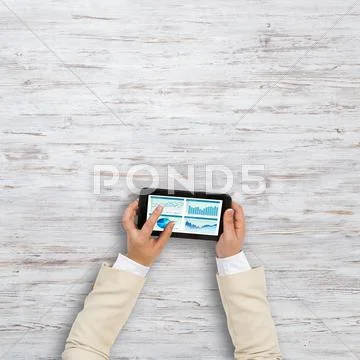 Using financial application Stock Photos