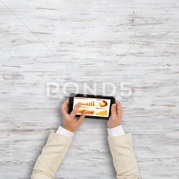 Using financial application Stock Photos