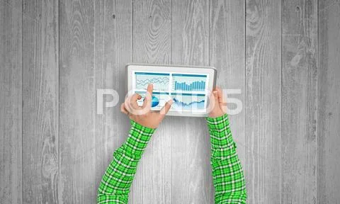 Using financial application Stock Photos