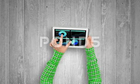 Using financial application Stock Photos