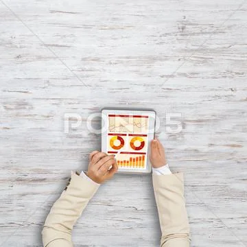 Using financial application Stock Photos