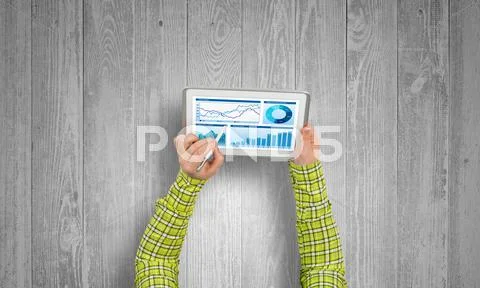 Using financial application Stock Photos