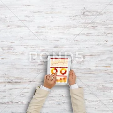 Using financial application Stock Photos