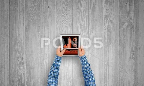 Using financial application Stock Photos