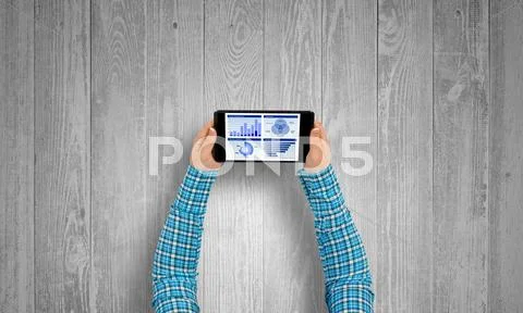 Using financial application Stock Photos