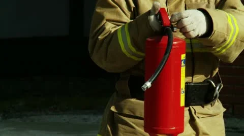 Using of the fire extinguisher Stock Footage