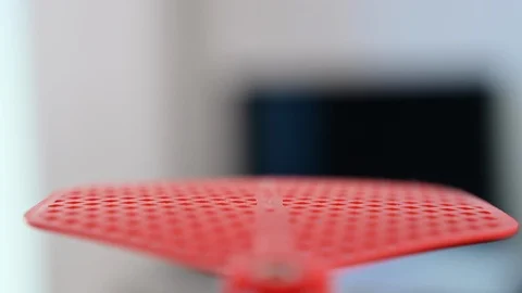 Using a fly swatter to hunt mosquitoes and flies inside the house Video stock 112828136