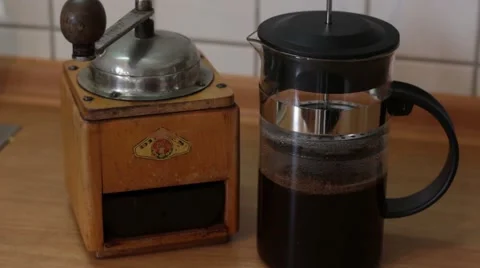 Using French Press to make Coffee Stock Footage 49660599