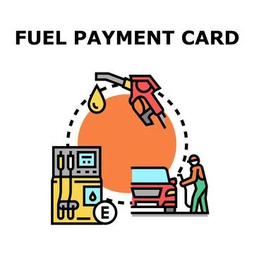Using fuel payment card for vehicle refueling service Stock Illustration