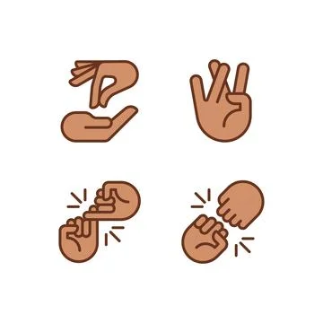 Using gestures for communication pixel perfect RGB color icons set Illustrazione stock