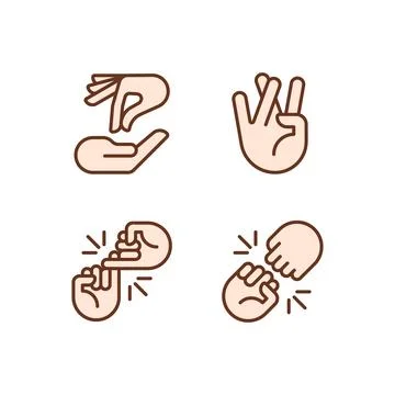 Using gestures for communication pixel perfect RGB color icons set Stock Illustration