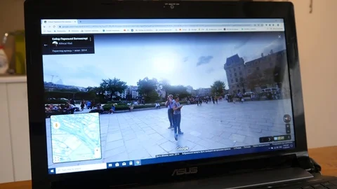 Using a Google Maps of Paris Streets on Laptop to fined a place Stock Footage 120687033