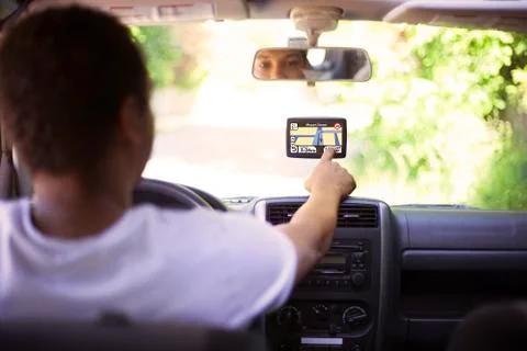 Using GPS while driving Stock Photos