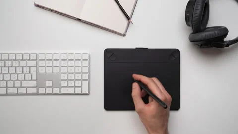 Using Graphic Tablet Stock Footage 135267939