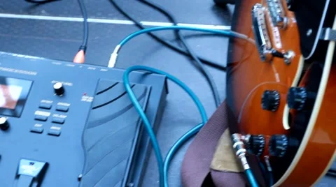 Using Guitar Pedal Stock Footage 58290120