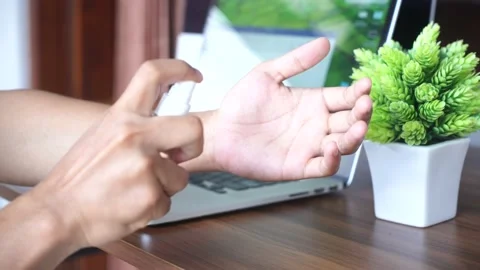 Using hand sanitizer Stock Footage 134296816