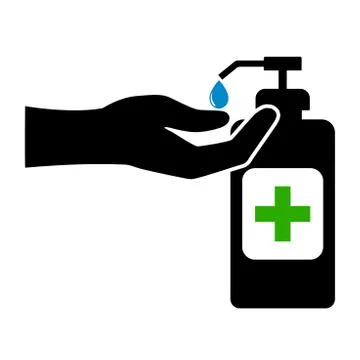Using hand sanitizer symbol or icon, covid-19 coronavirus safety measure イラスト素材
