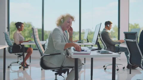 Using headset for often communication Video stock 164573618