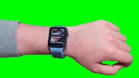 Using heart rate app on apple watch Stock Footage 107685772