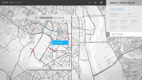 Using High Tech Global Positioning System To Find Path Of Bus On City Map Stock Footage 272217004