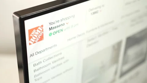 Using Home Depot Website to Shop Online Closeup Stock Footage 218338991