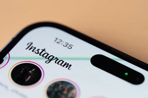 Using instagram app on iphone 14 pro Stock Photos