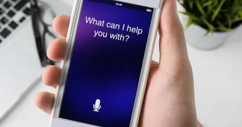 Using intelligent personal assistant on smartphone Stock Footage 79269041