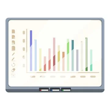Using interactive board icon cartoon vector. Electronic surface Stock Illustration