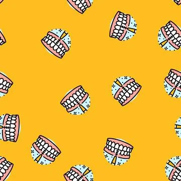 Using interdental brushes vector seamless pattern 스톡 일러스트