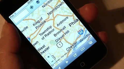 Using iPod for internet browsing. Google Maps. Video stock 10745770
