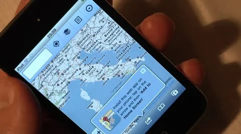Using iPod for internet browsing. Google maps. Stock Footage 10745780