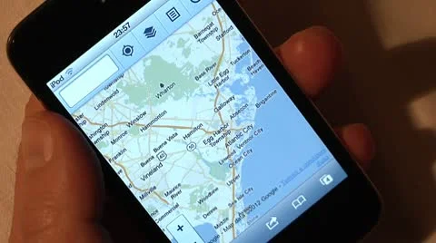 Using iPod for internet browsing. Google Maps. Stock Footage 10746050